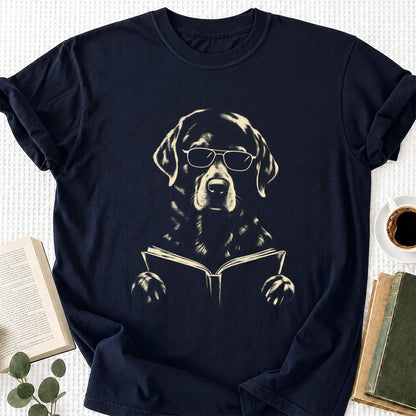 Labrador Retriever Reading Book Softstyle T-Shirt | Book Lover Gift Navy