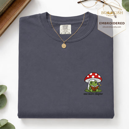 Embroidered One More Chapter Comfort Color ® T-shirt Book Lover Gift Navy