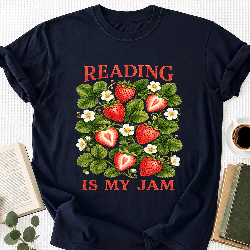 Reading Is My Jam Softstyle T-Shirt | Book Lover Gift Navy