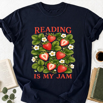 Reading Is My Jam Softstyle T-Shirt | Book Lover Gift Navy