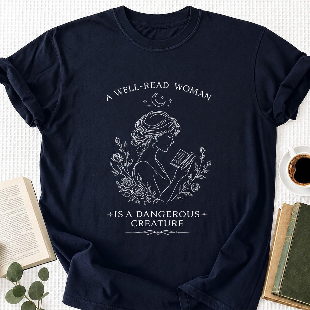 A Well Read Woman Softstyle T-Shirt | Book Lover Gift Navy