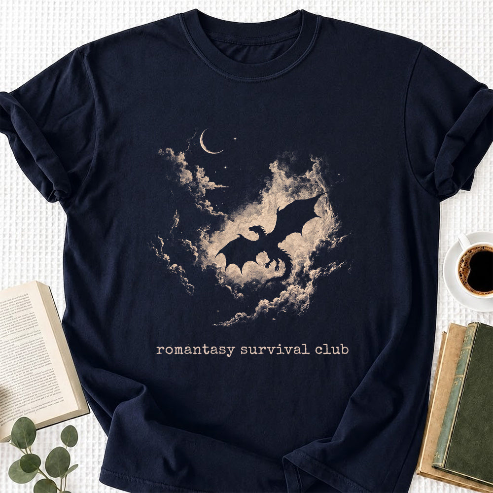 Fantasy Dragon Clouds Softstyle T-Shirt | Book Lover Gift Navy