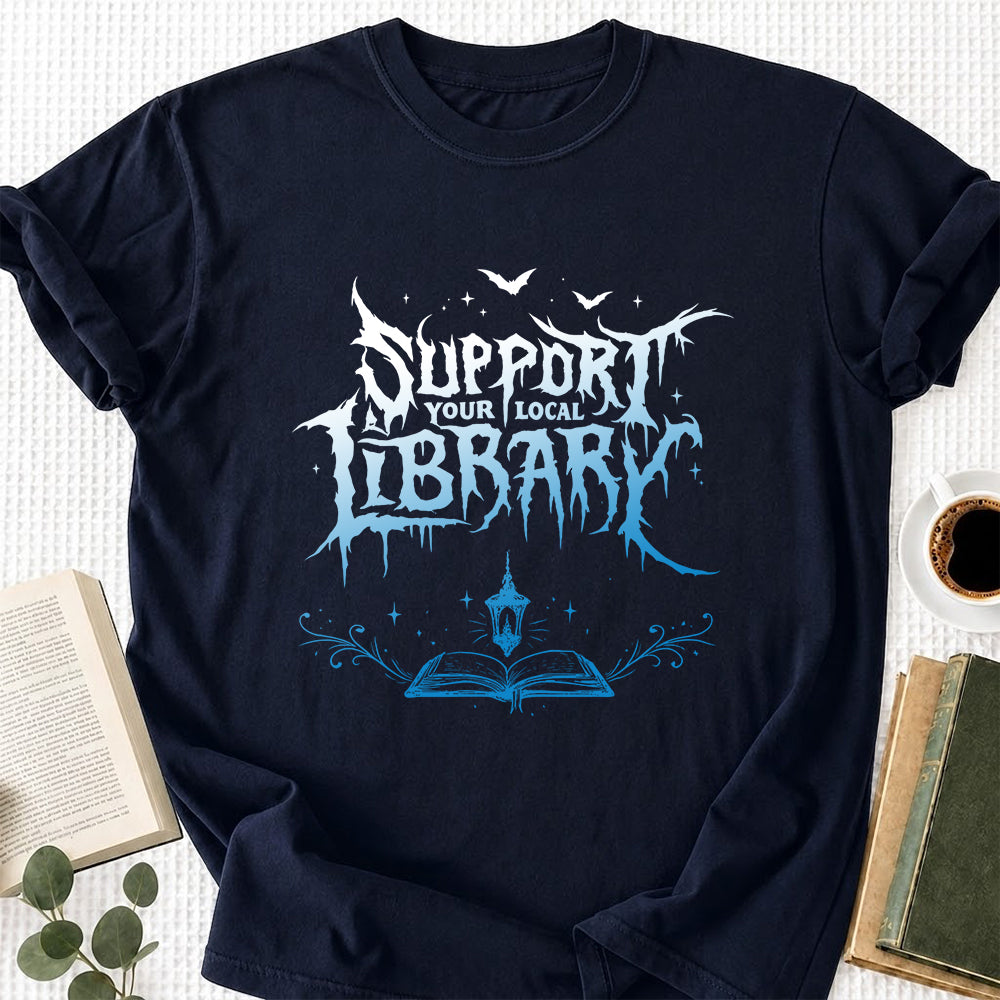 Support Your Local Library Softstyle T-Shirt | Book Lover Gift Navy