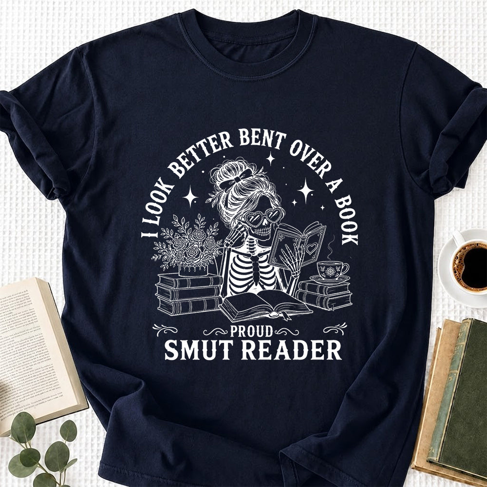 I Look Better Bend Over A Book Softstyle T-Shirt | Book Lover Gift Navy