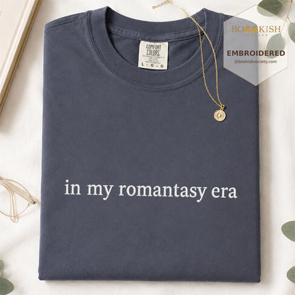 Embroidered in my fantasy romance era Comfort Color ® T-shirt Book Lover Gift Navy