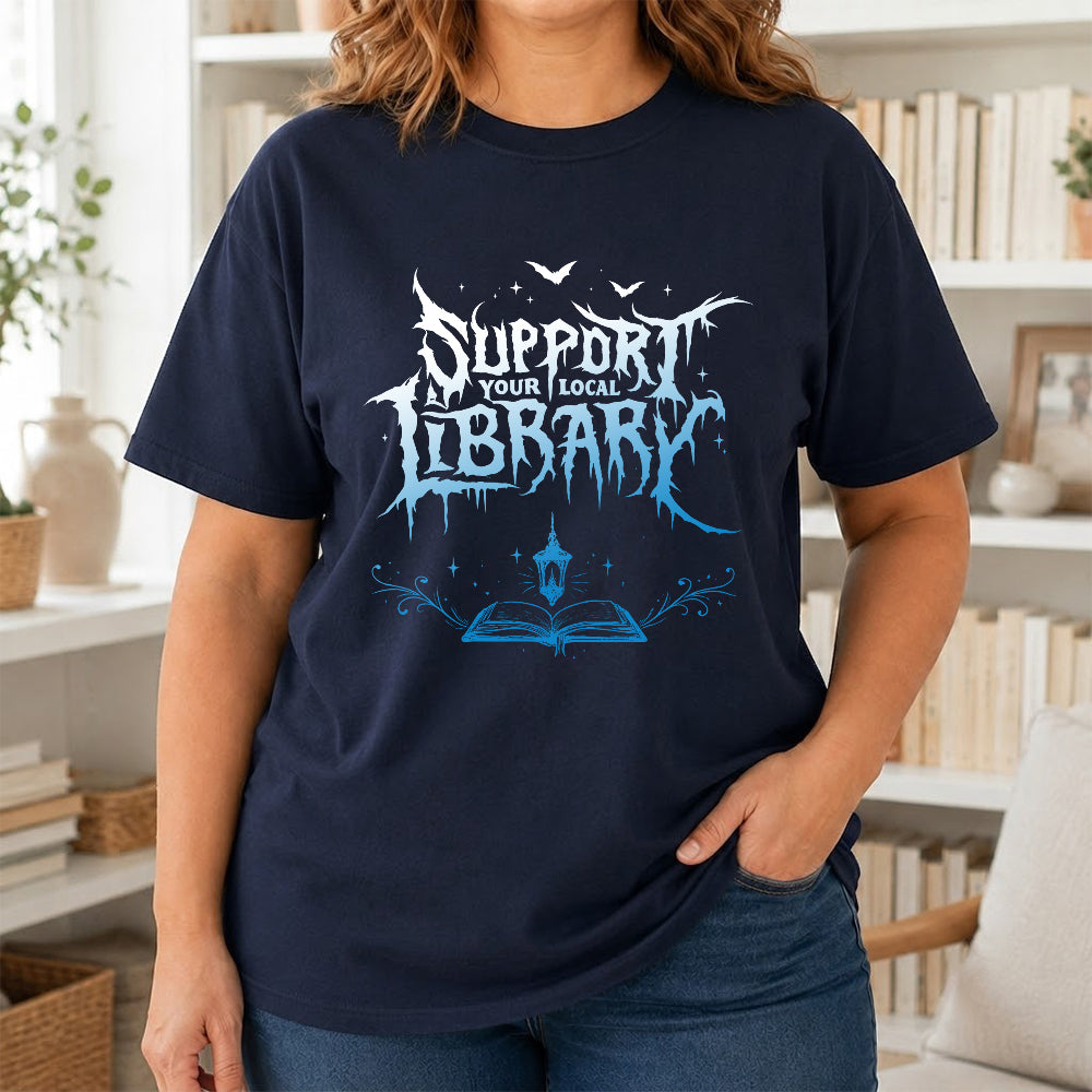 Support Your Local Library Softstyle T-Shirt | Book Lover Gift Navy