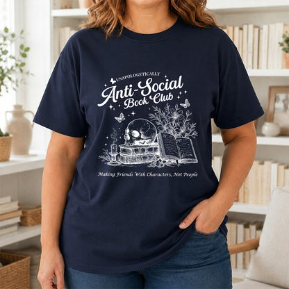 Anti-Social Book Club Softstyle T-Shirt | Book Lover Gift Navy