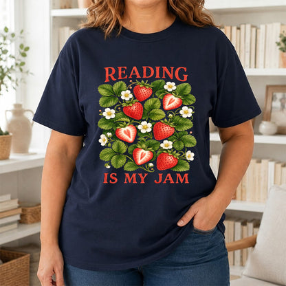 Reading Is My Jam Softstyle T-Shirt | Book Lover Gift Navy