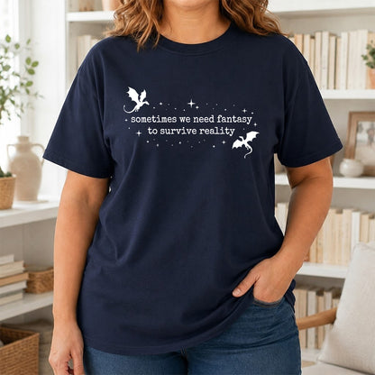 Sometimes We Need Fantasy Softstyle T-Shirt | Book Lover Gift Navy
