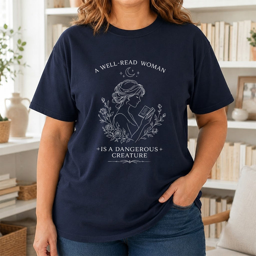 A Well Read Woman Softstyle T-Shirt | Book Lover Gift Navy