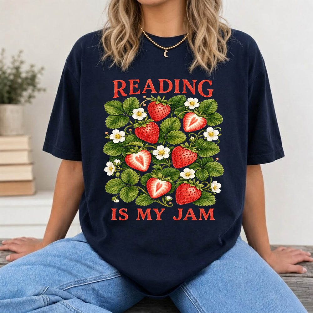 Reading Is My Jam Softstyle T-Shirt | Book Lover Gift Navy