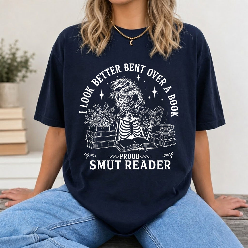 I Look Better Bend Over A Book Softstyle T-Shirt | Book Lover Gift Navy