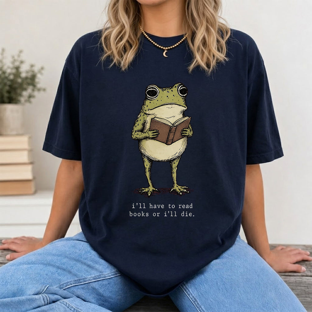 I Have To Read Books Or I'll Die Softstyle T-Shirt | Book Lover Gift Navy