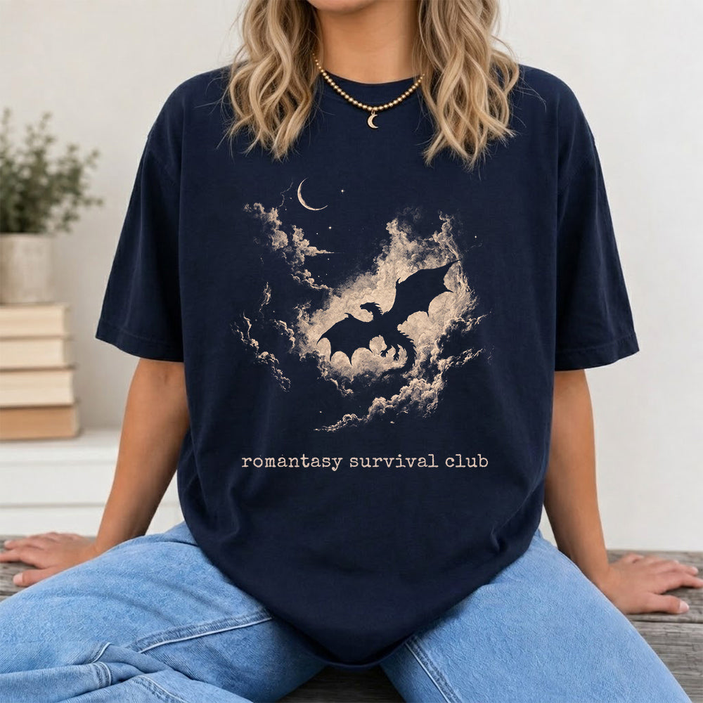 Fantasy Dragon Clouds Softstyle T-Shirt | Book Lover Gift Navy