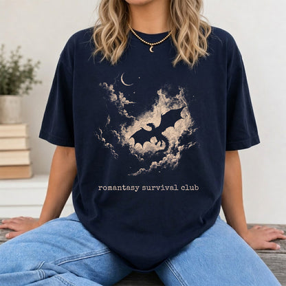 Fantasy Dragon Clouds Softstyle T-Shirt | Book Lover Gift Navy