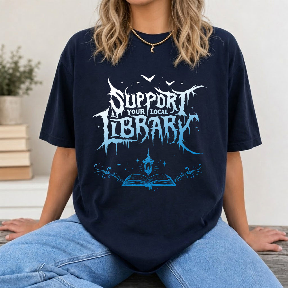 Support Your Local Library Softstyle T-Shirt | Book Lover Gift Navy