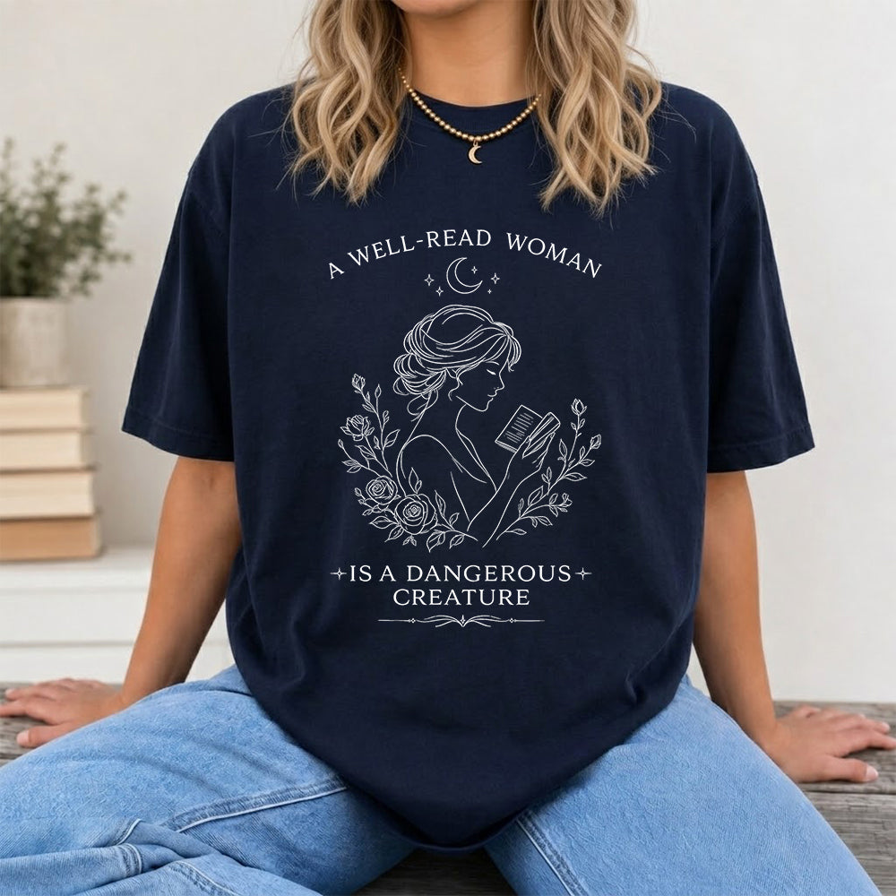 A Well Read Woman Softstyle T-Shirt | Book Lover Gift Navy