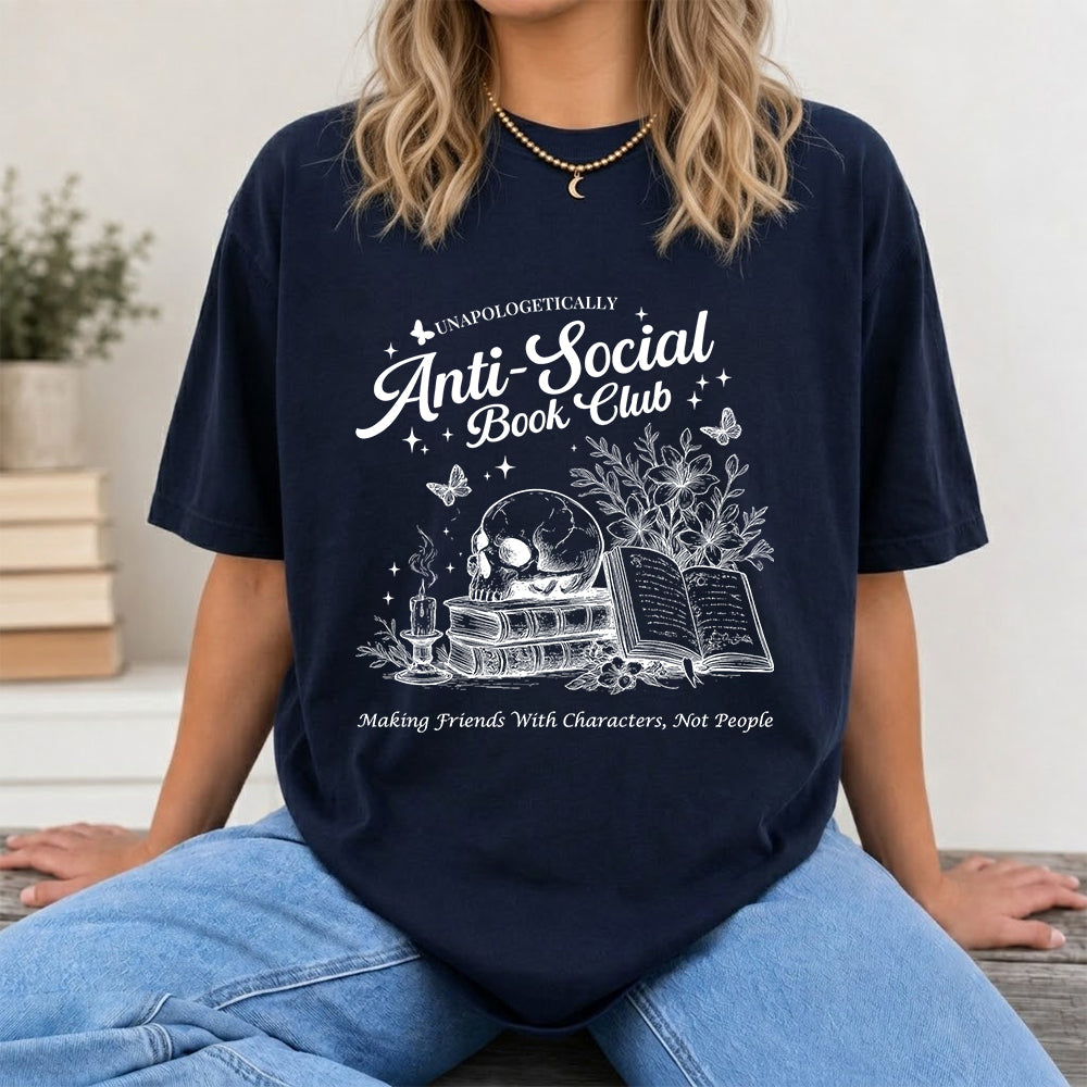 Anti-Social Book Club Softstyle T-Shirt | Book Lover Gift Navy