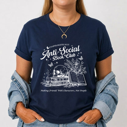 Anti-Social Book Club Softstyle T-Shirt | Book Lover Gift Navy