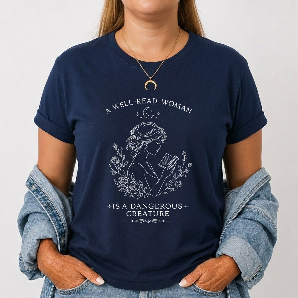A Well Read Woman Softstyle T-Shirt | Book Lover Gift Navy
