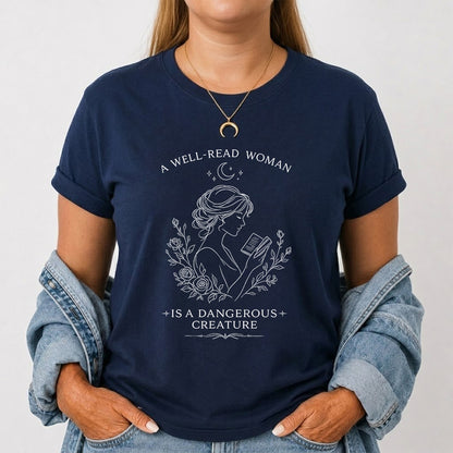 A Well Read Woman Softstyle T-Shirt | Book Lover Gift Navy