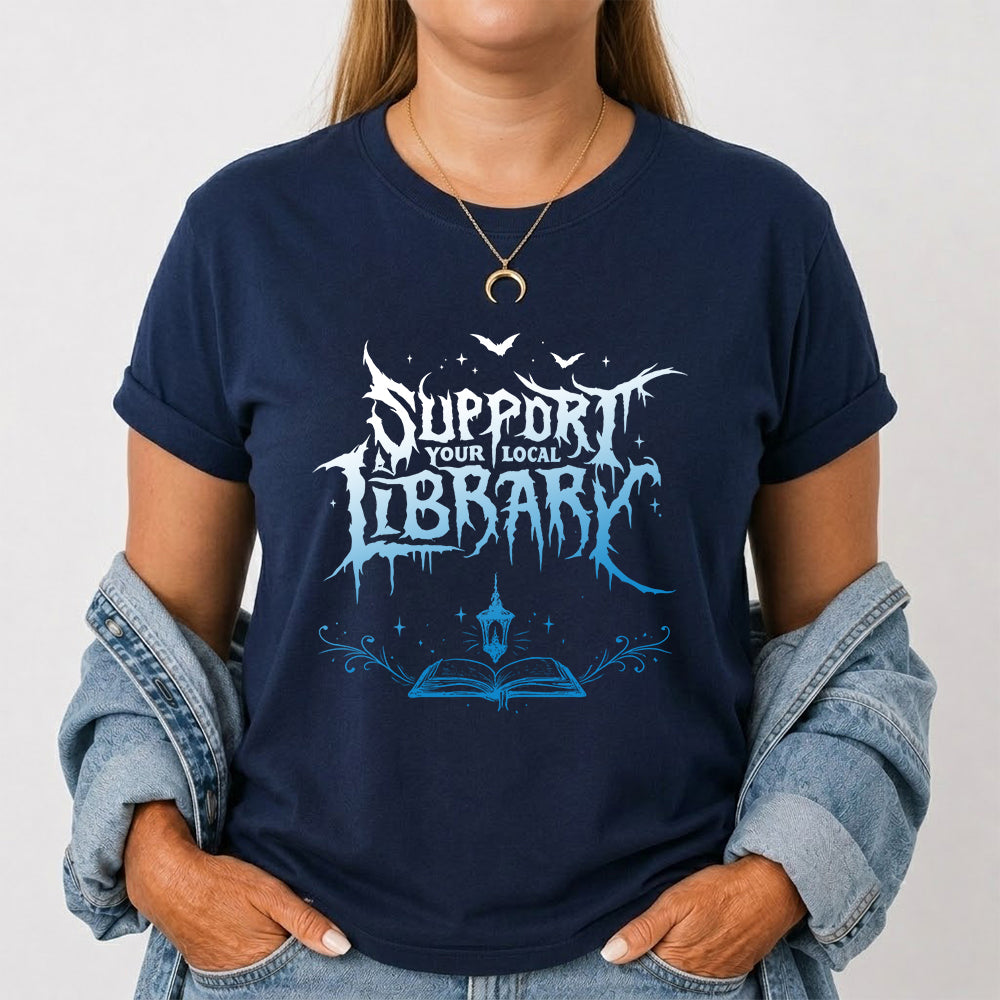 Support Your Local Library Softstyle T-Shirt | Book Lover Gift Navy