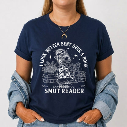 I Look Better Bend Over A Book Softstyle T-Shirt | Book Lover Gift Navy