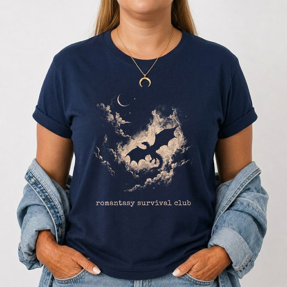 Fantasy Dragon Clouds Softstyle T-Shirt | Book Lover Gift Navy