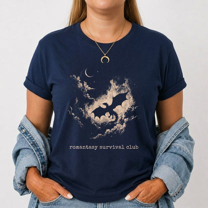 Fantasy Dragon Clouds Softstyle T-Shirt | Book Lover Gift Navy
