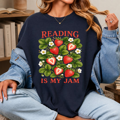 Reading Is My Jam Softstyle T-Shirt | Book Lover Gift Navy