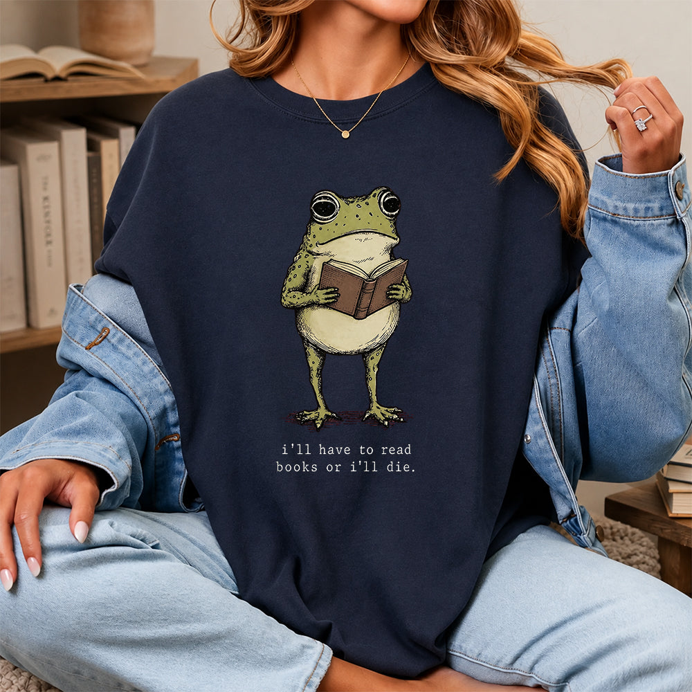 I Have To Read Books Or I'll Die Softstyle T-Shirt | Book Lover Gift Navy