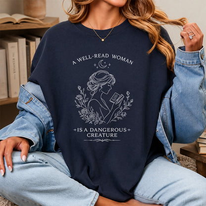 A Well Read Woman Softstyle T-Shirt | Book Lover Gift Navy