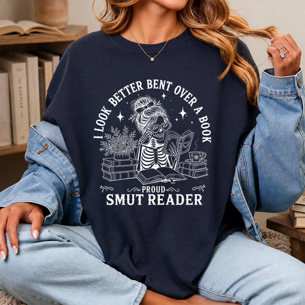 I Look Better Bend Over A Book Softstyle T-Shirt | Book Lover Gift Navy