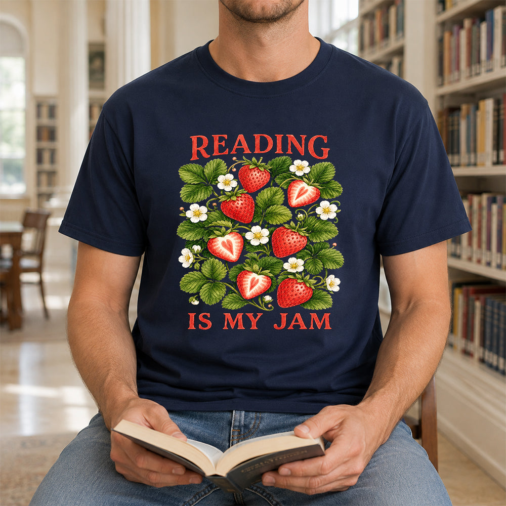 Reading Is My Jam Softstyle T-Shirt | Book Lover Gift Navy