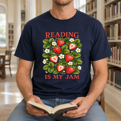 Reading Is My Jam Softstyle T-Shirt | Book Lover Gift Navy