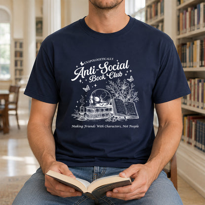 Anti-Social Book Club Softstyle T-Shirt | Book Lover Gift Navy