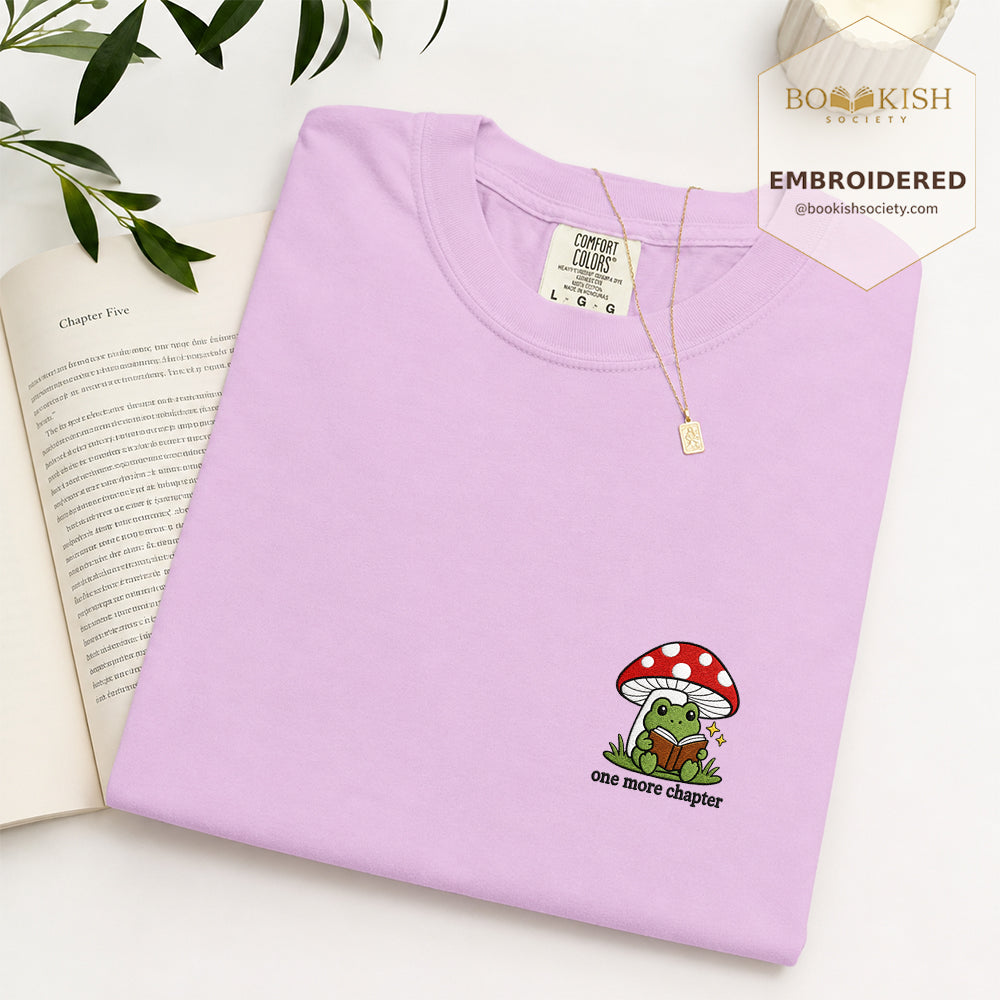 Embroidered One More Chapter Comfort Color ® T-shirt Book Lover Gift Orchid