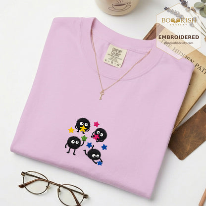 Embroidered Sprite Catching Star Candy Comfort Color ® T-shirt Book Lover Gift orchid