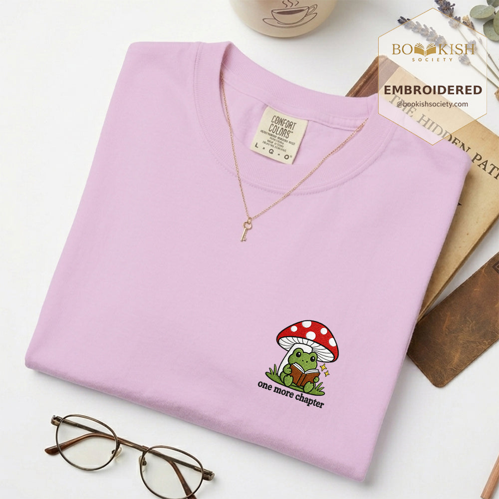 Embroidered One More Chapter Comfort Color ® T-shirt Book Lover Gift Orchid