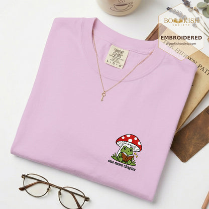 Embroidered One More Chapter Comfort Color ® T-shirt Book Lover Gift Orchid