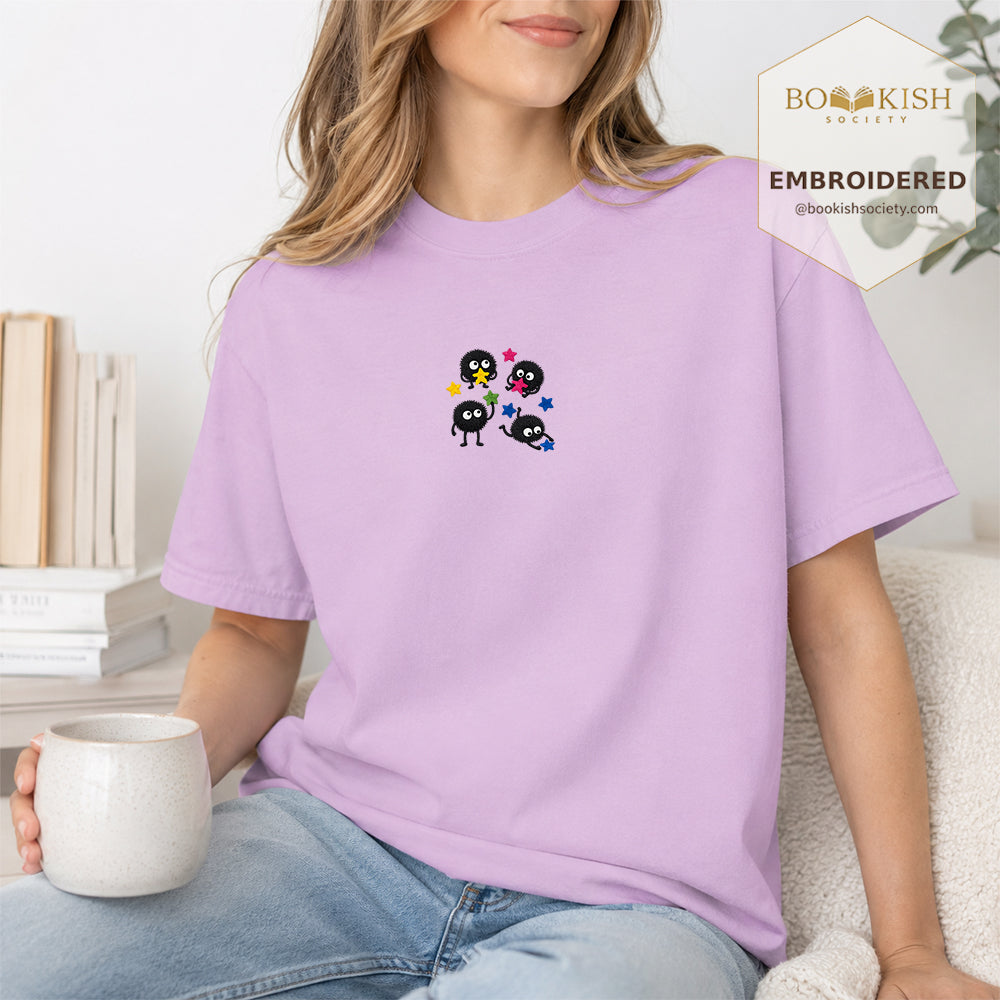 Embroidered Sprite Catching Star Candy Comfort Color ® T-shirt Book Lover Gift orchid