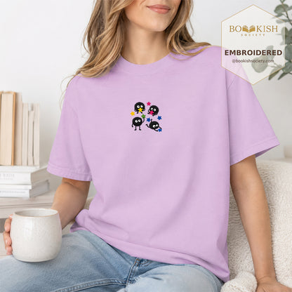 Embroidered Sprite Catching Star Candy Comfort Color ® T-shirt Book Lover Gift orchid