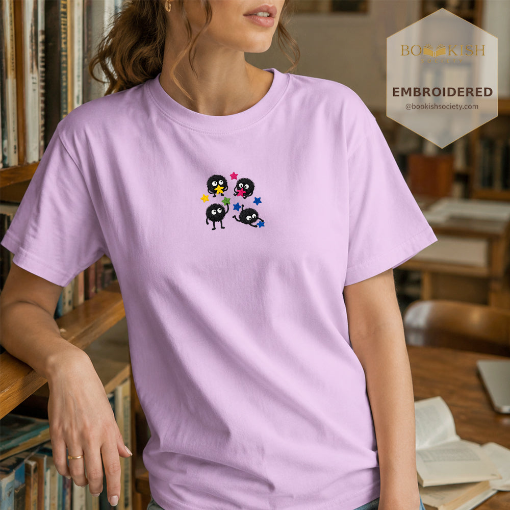 Embroidered Sprite Catching Star Candy Comfort Color ® T-shirt Book Lover Gift orchid