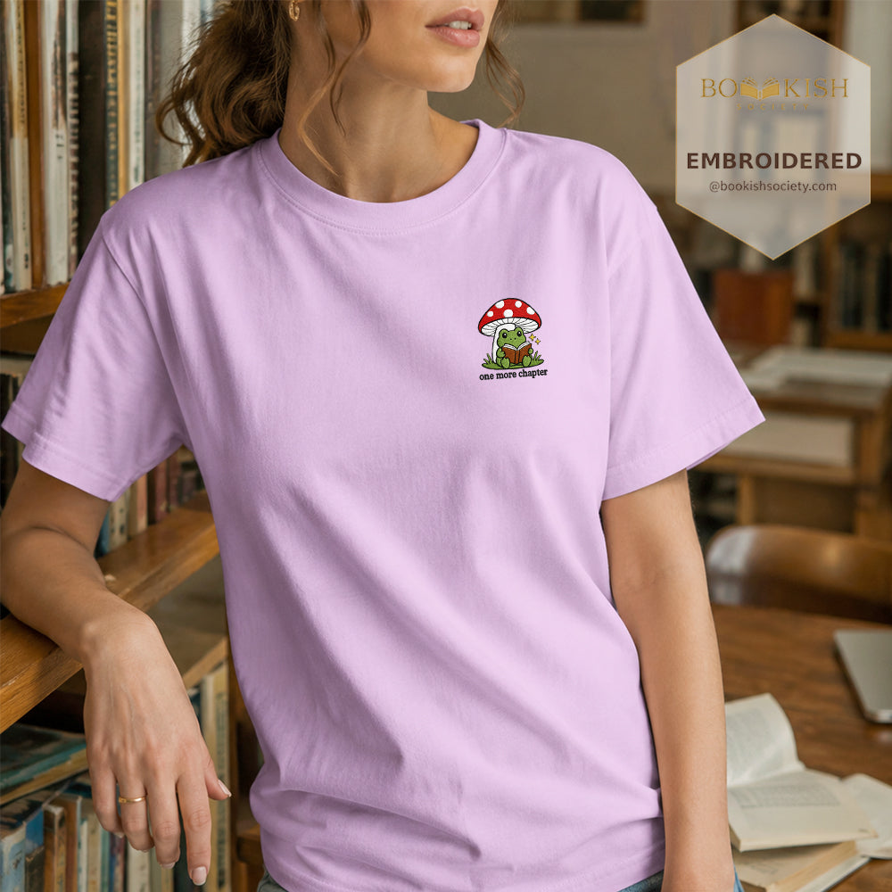 Embroidered One More Chapter Comfort Color ® T-shirt Book Lover Gift Orchid