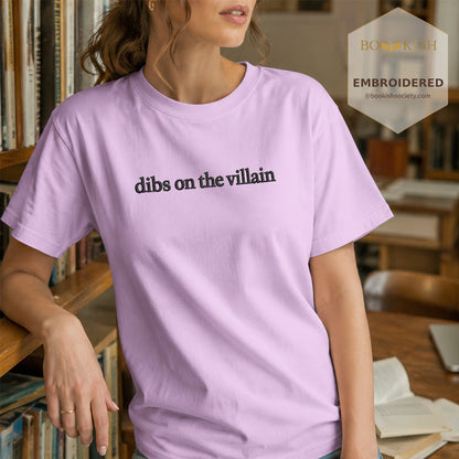 Embroidered Dibs On The Villain Comfort Color ® T-shirt Book Lover Gift Orchid