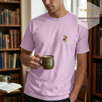 Embroidered Huzzah Cute Frog Comfort Color ® T-shirt Book Lover Gift Orchid