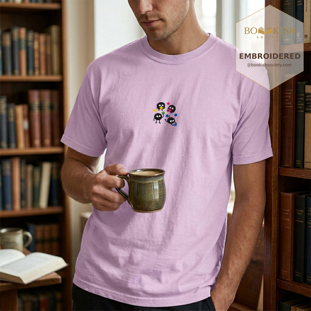 Embroidered Sprite Catching Star Candy Comfort Color ® T-shirt Book Lover Gift orchid