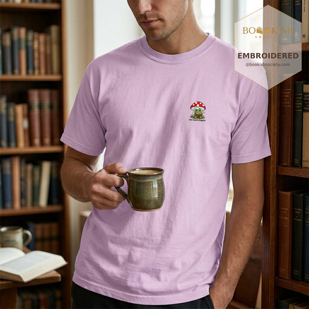 Embroidered One More Chapter Comfort Color ® T-shirt Book Lover Gift Orchid