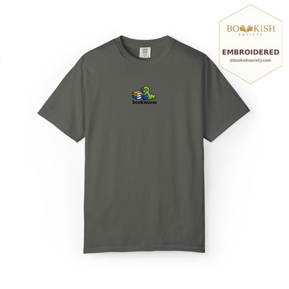 Embroidered Bookworm Comfort Color ® T-shirt Book Lover Gift Pepper