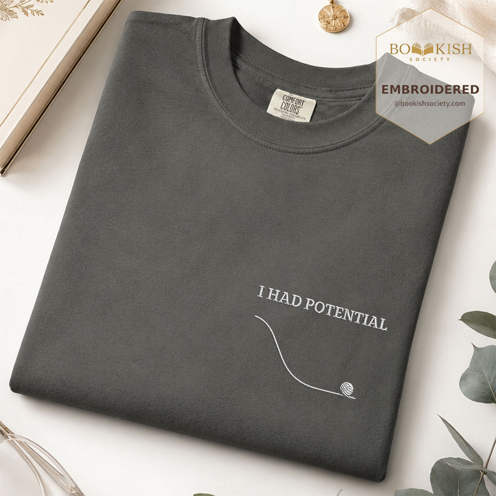 Embroidered I Had Potential Comfort Color ® T-shirt Book Lover Gift Pepper